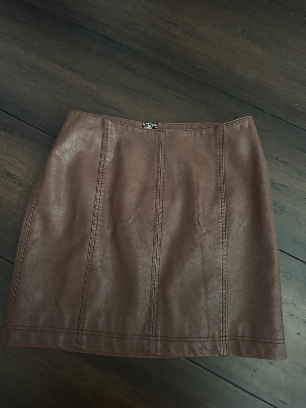 Free People Brown Faux Leather Panel Mini Skirt
